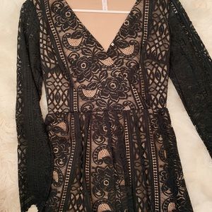 Lace Detail Dress (Forrest Green)